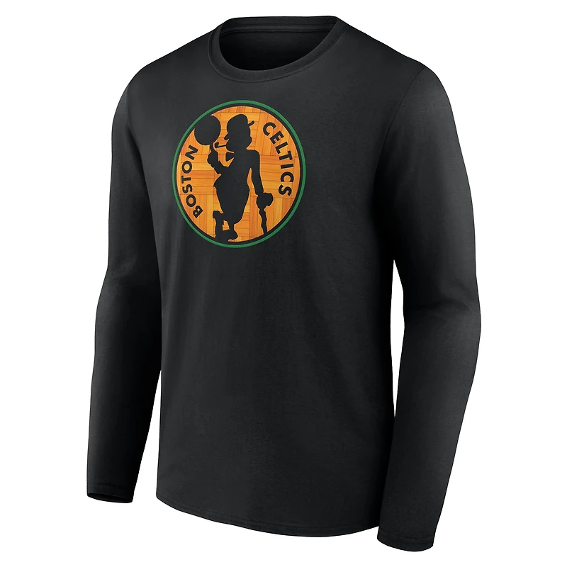 T-shirt noir à manches longues pour homme des Boston Celtics Hardwood