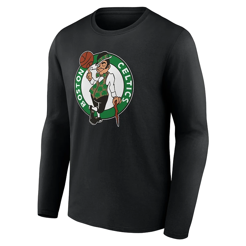 T-shirt à manches longues noir pour homme avec logo principal des Boston Celtics