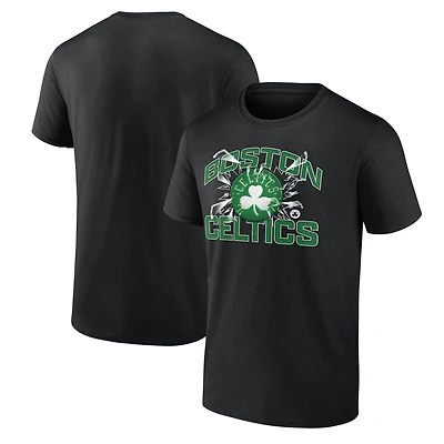 T-shirt noir pour homme des Boston Celtics, motif Shattered