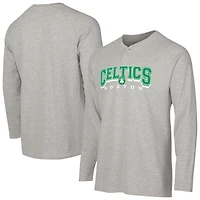 Men's Concepts Sport  Gray Boston Celtics Hawthorn Thermal Knit Long Sleeve Henley T-Shirt