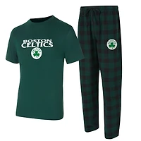 Ensemble t-shirt et pantalon en flanelle Boston Celtics Avondale vert chasseur/noir de Concepts Sport pour homme