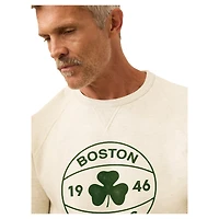Men's FAHERTY  Cream Boston Celtics High Standard Fleece Crew Sweatshirt