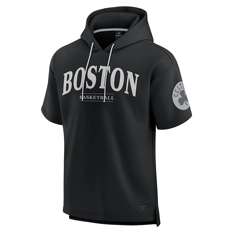 Men's Fanatics  Black Boston Celtics Elements Ready Short Sleeve Pullover Hoodie