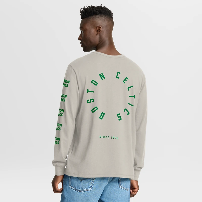 Men's Fanatics Cream Boston Celtics Crossover Collection Ball Screen Action Premium Long Sleeve T-Shirt