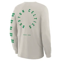 Men's Fanatics Cream Boston Celtics Crossover Collection Ball Screen Action Premium Long Sleeve T-Shirt