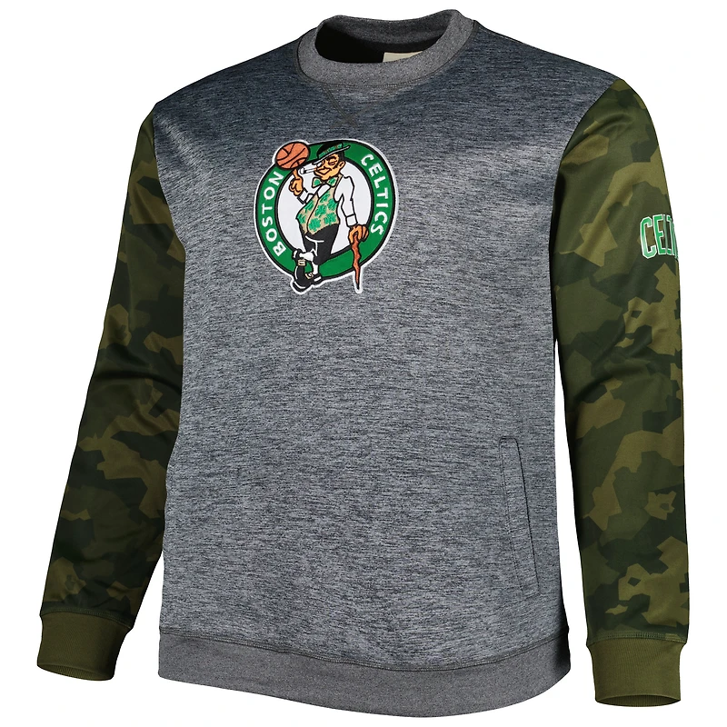 Men's Fanatics Heather Charcoal Boston Celtics Big & Tall Camo Stitched Sweatshirt