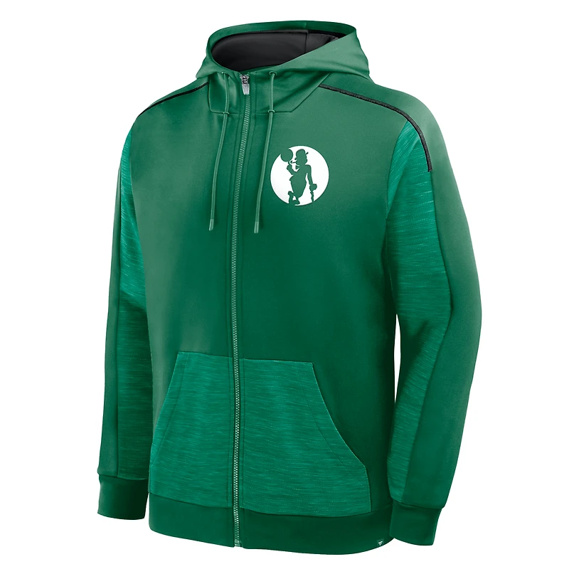 Sweat à capuche zippé complet Fanatics Kelly Green Boston Celtics Back Door Cut Play Defender pour homme