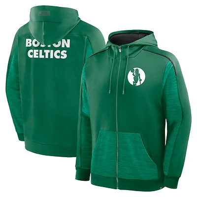 Men's Fanatics Kelly Green Boston Celtics Back Door Cut Play Defender Full-Zip Hoodie