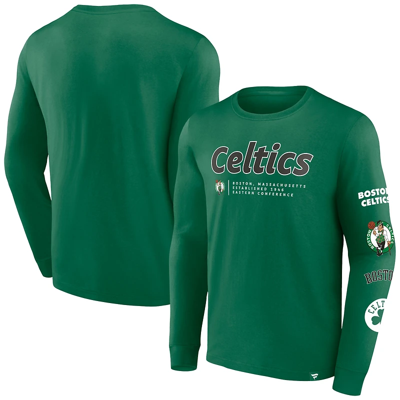 Men's Fanatics Kelly Green Boston Celtics Baseline Long Sleeve T-Shirt