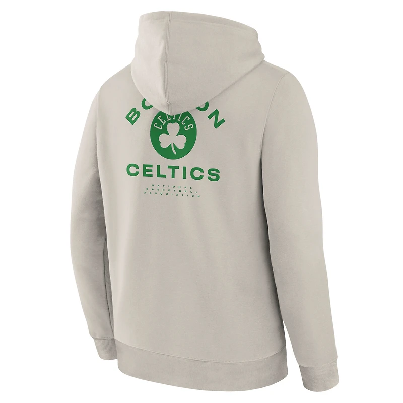 Men's Fanatics Off White Boston Celtics Crossover Collection Blocked Shot Premium Pullover Hoodie