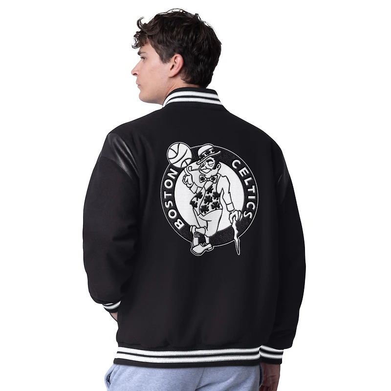 Veste universitaire à boutons-pression G-III Sports by Carl Banks pour homme, noire, Boston Celtics Clutch Hitter