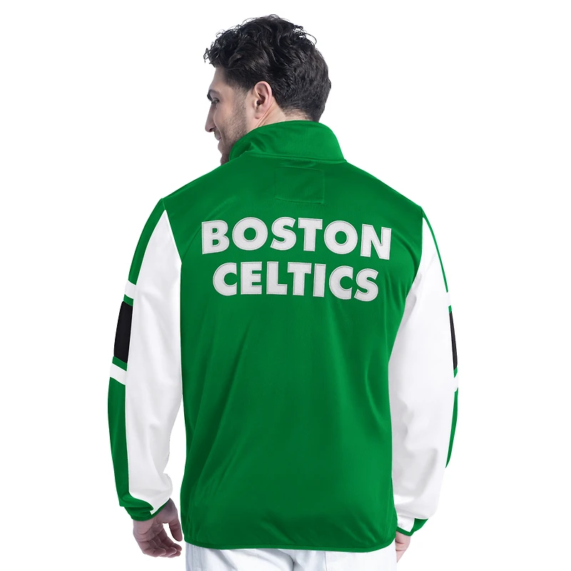 Men's G-III Sports by Carl Banks Kelly Green/White Boston Celtics Back Field Full-Zip Track Jacket