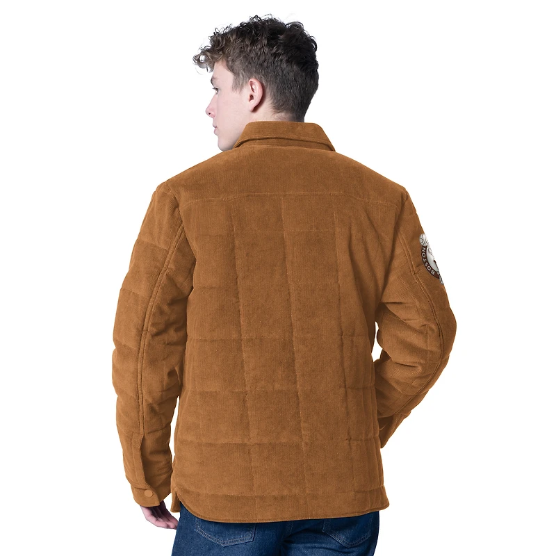 Men's G-III Sports by Carl Banks Tan Boston Celtics Triumph Corduroy Chainstitch Quilted Full-Snap Jacket