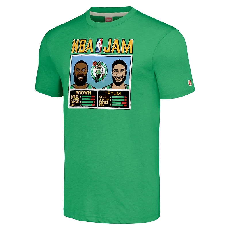 Men's Homage Jaylen Brown/Jayson Tatum Heathered Green Boston Celtics NBA Jam Tri-Blend T-Shirt