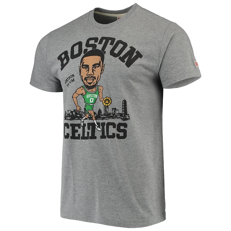 T-shirt triple mélange Caricature Boston Celtics Jayson Tatum gris pour homme