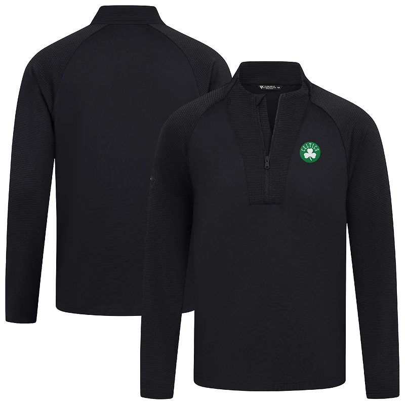 Men's Levelwear Black Boston Celtics Volley Quarter-Zip Top