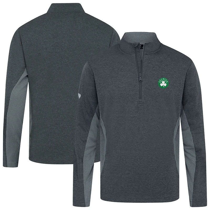 Men's Levelwear Heather Black Boston Celtics Waffle Insignia 2.0 Quarter-Zip Top