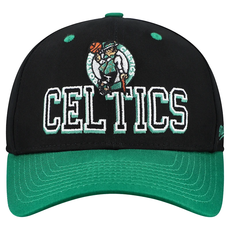 Men's Mitchell & Ness Black/Kelly Green Boston Celtics Backside Script 2-Tone Pro Crown Adjustable Hat
