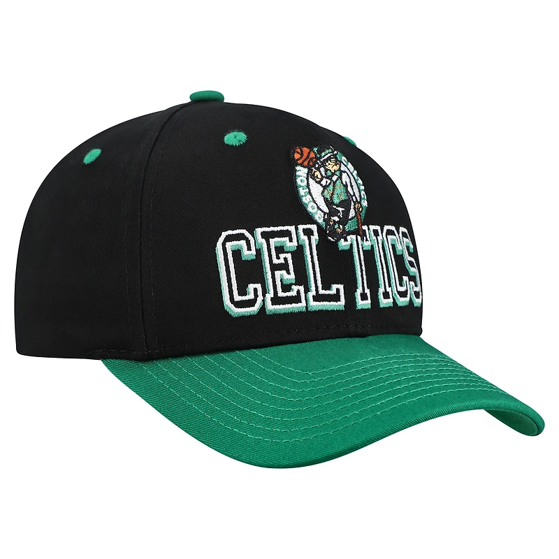 Men's Mitchell & Ness Black/Kelly Green Boston Celtics Backside Script 2-Tone Pro Crown Adjustable Hat