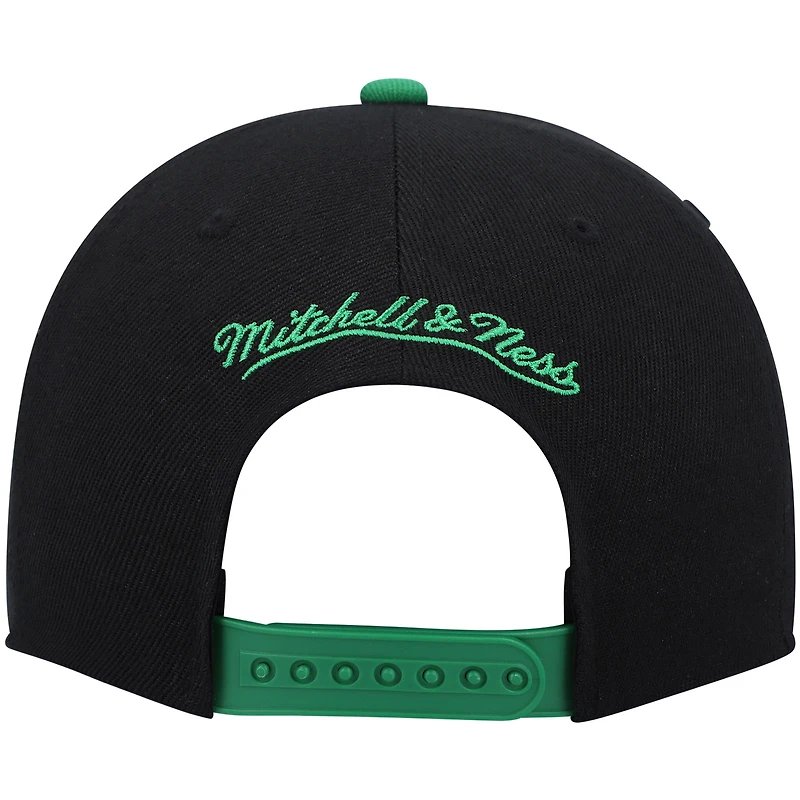Casquette snapback Mitchell & Ness noire/verte Kelly pour homme des Boston Celtics Hardwood Classics