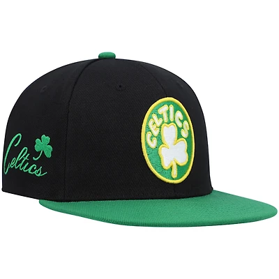 Casquette snapback Mitchell & Ness Hardwood Classics Boston Celtics pour homme, noire et vert Kelly
