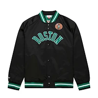 Veste à fermeture éclair intégrale en satin raglan avec logo Hardwood Classics pour hommes Mitchell & Ness noire Boston Celtics Big Tall