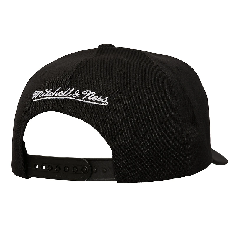 Men's Mitchell & Ness  Black Boston Celtics Busted Logo Wordmark Wrap-Around Pro Pinch Adjustable Hat