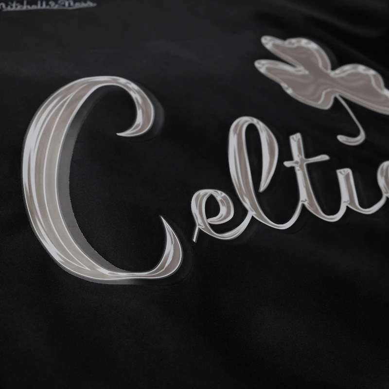 Veste bomber zippée Mitchell & Ness noire Boston Celtics en satin chromé pour homme