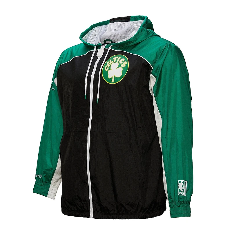 Veste coupe-vent entièrement zippée de qualité supérieure Mitchell & Ness Boston Celtics Hardwood Classics Big Shot pour homme