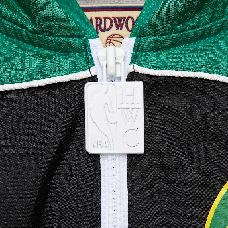 Men's Mitchell & Ness Black Boston Celtics Hardwood Classics Big Shot Premium Full-Zip Windbreaker Jacket