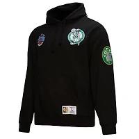 Men's Mitchell & Ness  Black Boston Celtics Hardwood Classics Blackout Collection Pullover Hoodie