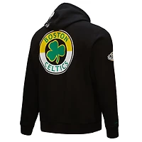 Men's Mitchell & Ness  Black Boston Celtics Hardwood Classics Blackout Collection Pullover Hoodie