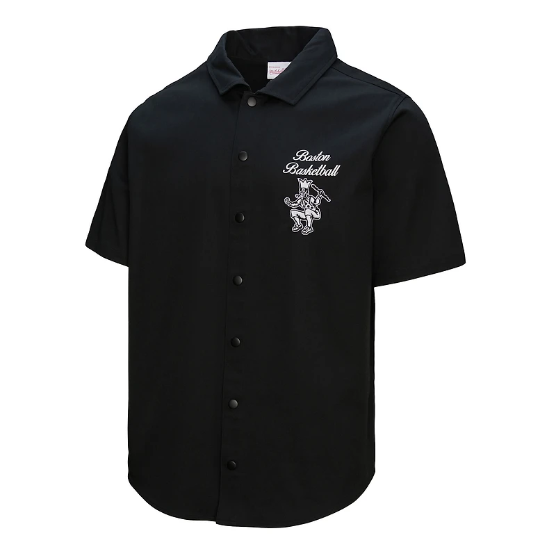 Chemise Mitchell & Ness noire pour homme, motif Boston Celtics Hardwood Classics Camp