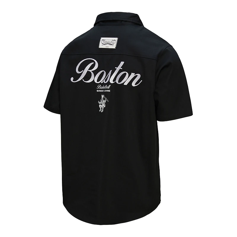 Chemise Mitchell & Ness noire pour homme, motif Boston Celtics Hardwood Classics Camp
