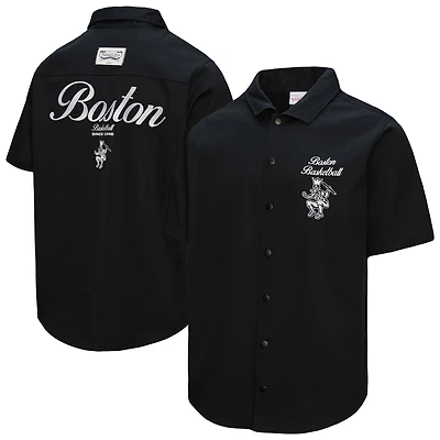 Chemise Mitchell & Ness noire pour homme, motif Boston Celtics Hardwood Classics Camp