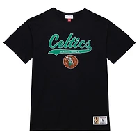 Men's Mitchell & Ness Black Boston Celtics Hardwood Classics Felt Applique Slub T-Shirt