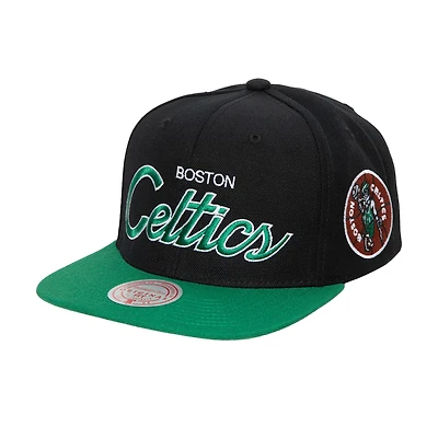 Casquette Snapback MVP Team Script 2.0 des Boston Celtics Hardwood Classics MVP Mitchell & Ness pour homme, noir