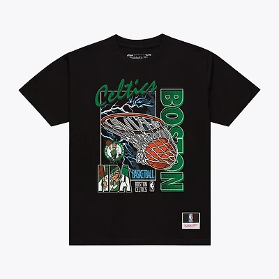Men's Mitchell & Ness Black Boston Celtics Lightning Swish T-Shirt