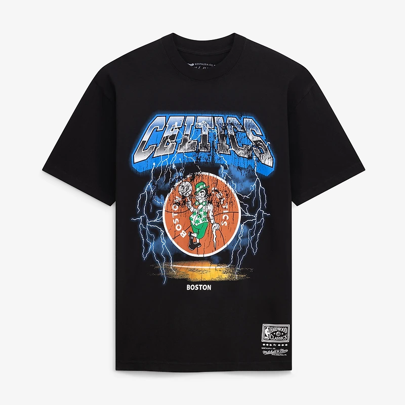 Men's Mitchell & Ness Black Boston Celtics Lightning T-Shirt