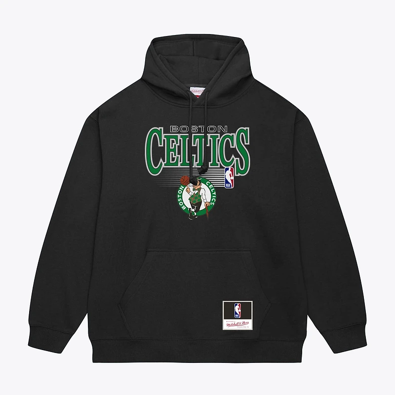 Men's Mitchell & Ness Black Boston Celtics Team Name Stack Logo Hoodie