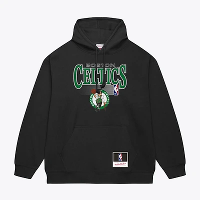 Men's Mitchell & Ness Black Boston Celtics Team Name Stack Logo Hoodie