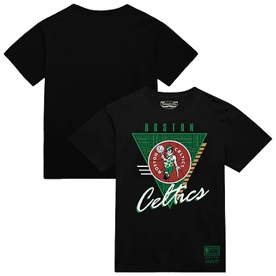 Men's Mitchell & Ness  Black Boston Celtics Worldwide Collection Tri-Logo T-Shirt