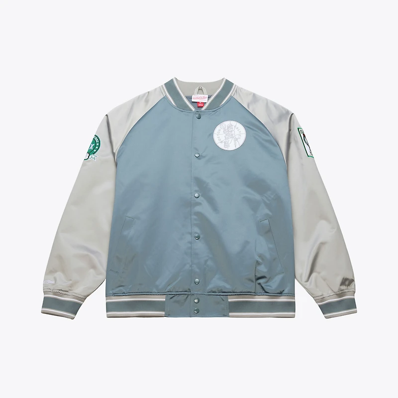 Men's Mitchell & Ness  Blue/Silver Boston Celtics Thunderstorm Lightweight Satin Full-Snap Jacket