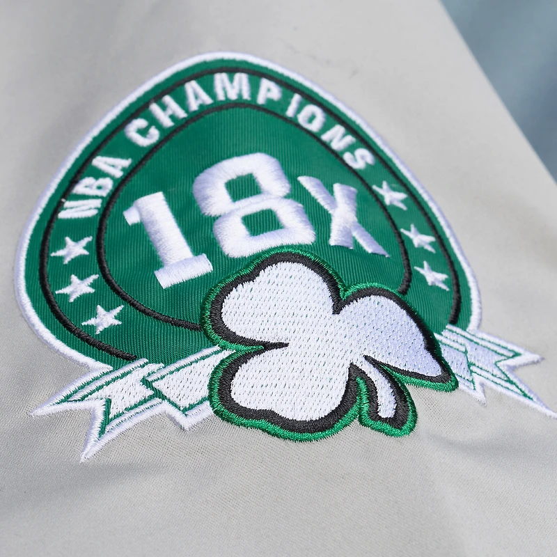 Men's Mitchell & Ness Blue/Silver Boston Celtics Thunderstorm Lightweight Satin Full-Snap Jacket