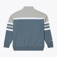 Veste à col zippé Mitchell & Ness bleue pour homme, modèle Boston Celtics Thunderstorm Head Coach.