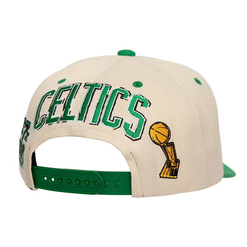 Men's Mitchell & Ness Cream/Kelly Green Boston Celtics 17x NBA Champions Soul Legacy Defined Pro Crown Snapback Hat