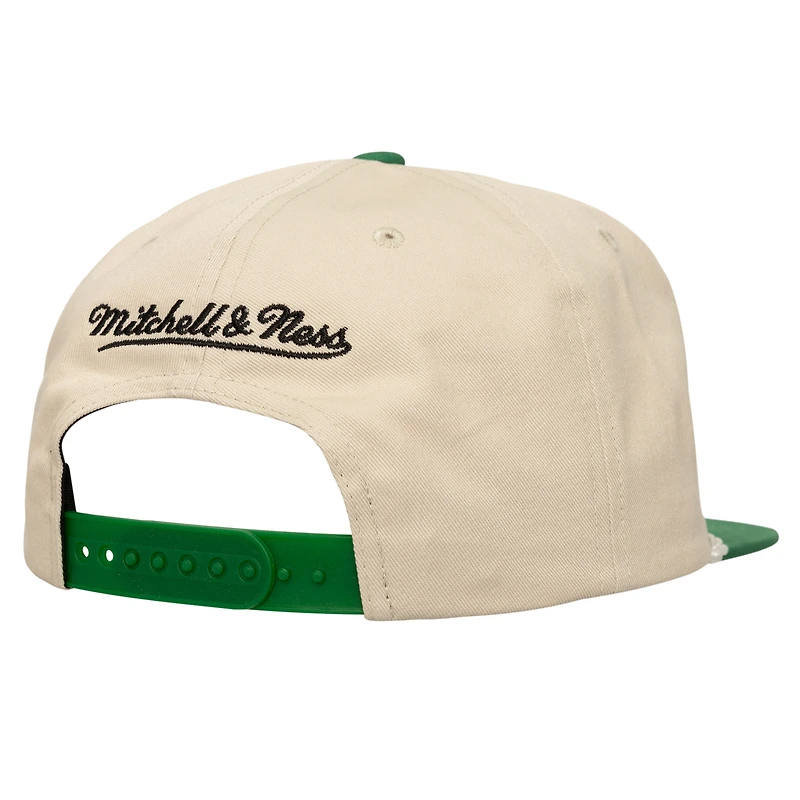Men's Mitchell & Ness  Cream/Kelly Green Boston Celtics Cityscape Caddy Snapback Hat
