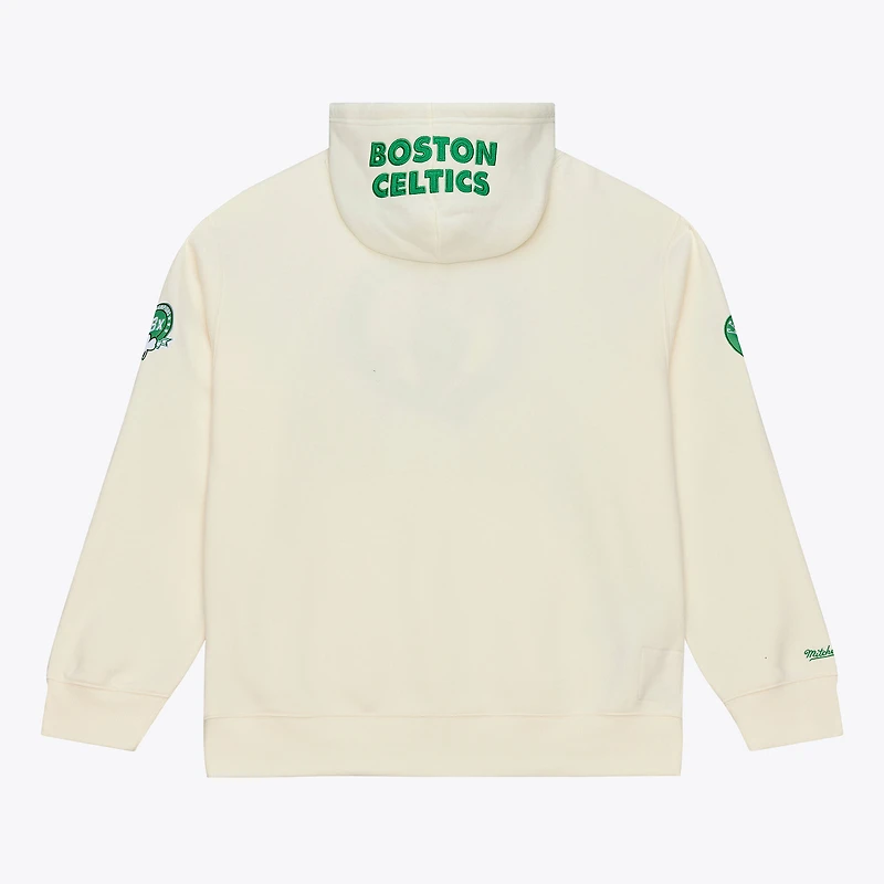 Sweat à capuche en polaire premium Mitchell & Ness crème Boston Celtics Hardwood Classics pour homme