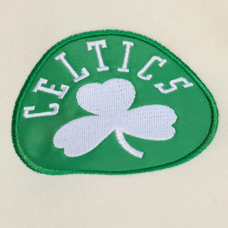 Sweat à capuche en polaire premium Mitchell & Ness crème Boston Celtics Hardwood Classics pour homme
