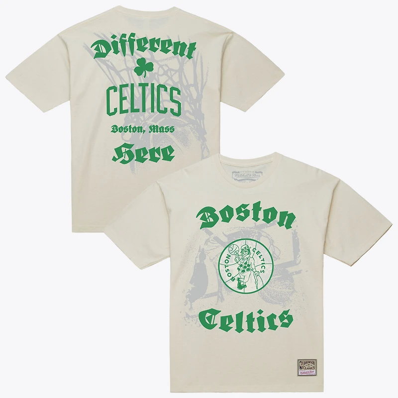 Men's Mitchell & Ness  Cream Boston Celtics Hardwood Classics Chapters T-Shirt
